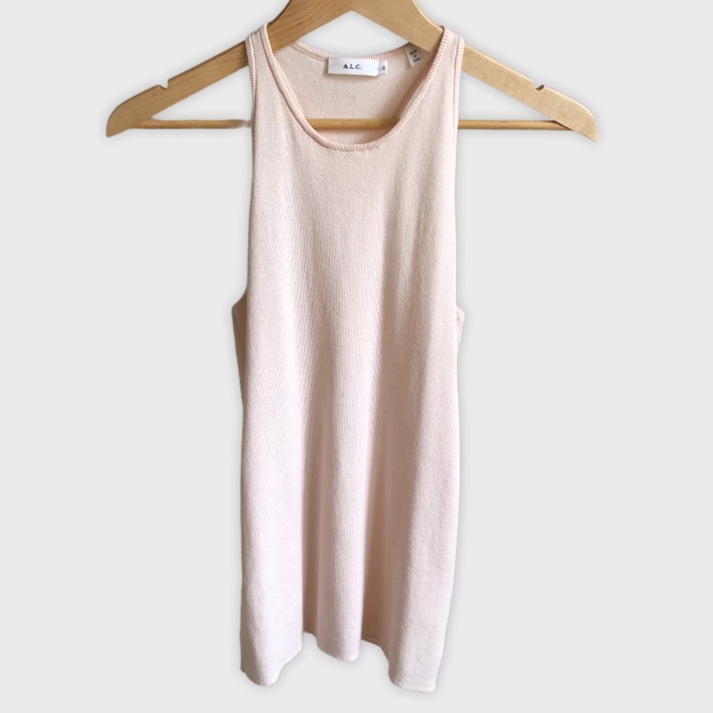 A.L.C. Ribbed Racerback Tank Top Light Pink Size Small - Picture 9 of 10